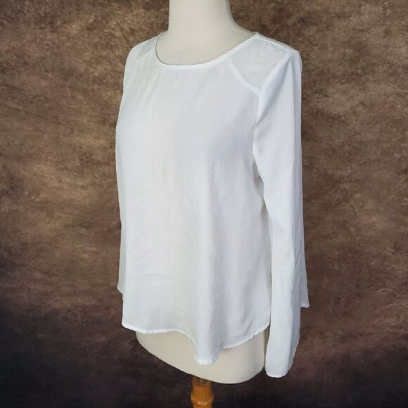 CQ BY CQ Floaty White Blouse Hi-Lo Cut Out S - Picture 3 of 8